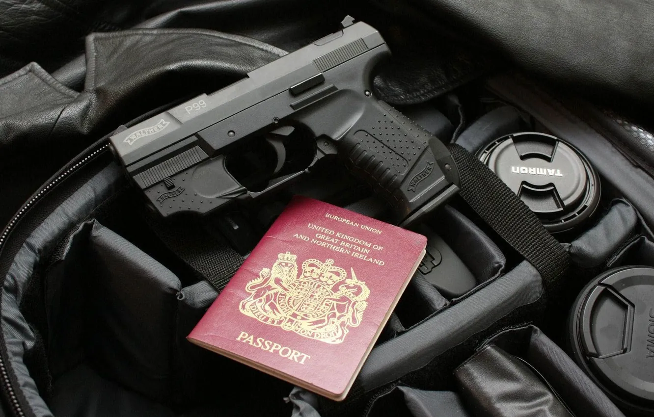 Фото обои пистолет, walther, passport, пасспорт, p99