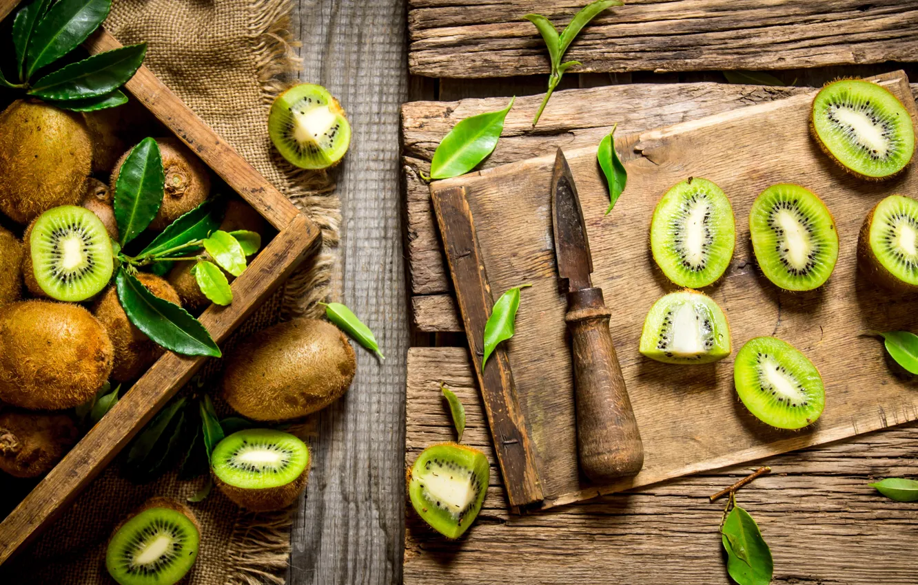 Фото обои green, еда, киви, фрукт, нож, box, fruit, kiwi
