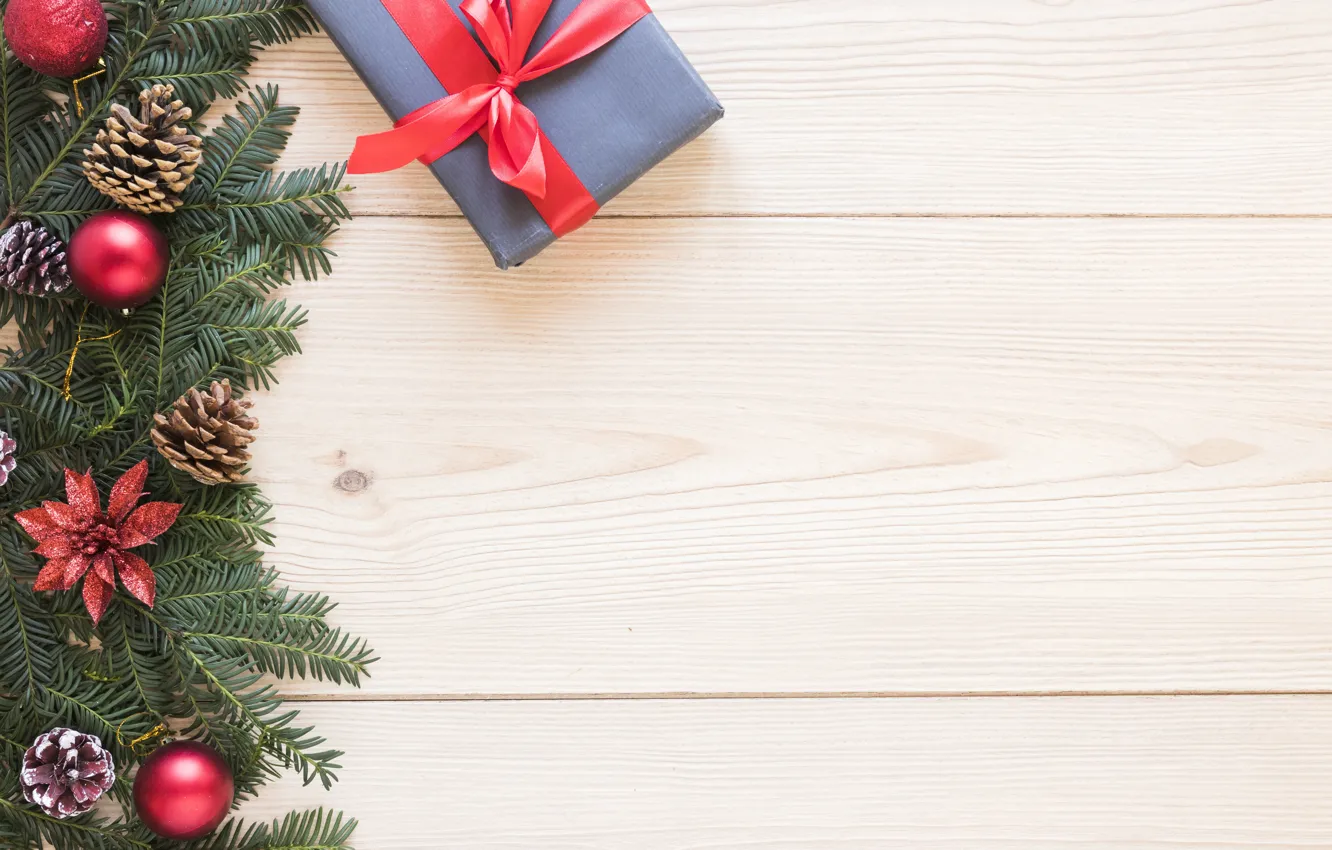 Фото обои украшения, Новый Год, Рождество, подарки, Christmas, wood, New Year, gift