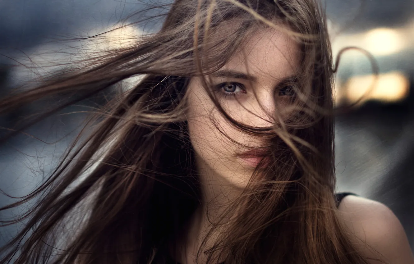 Фото обои ветер, волосы, портрет, Россия, Анастасия, Настя, Георгий Чернядьев