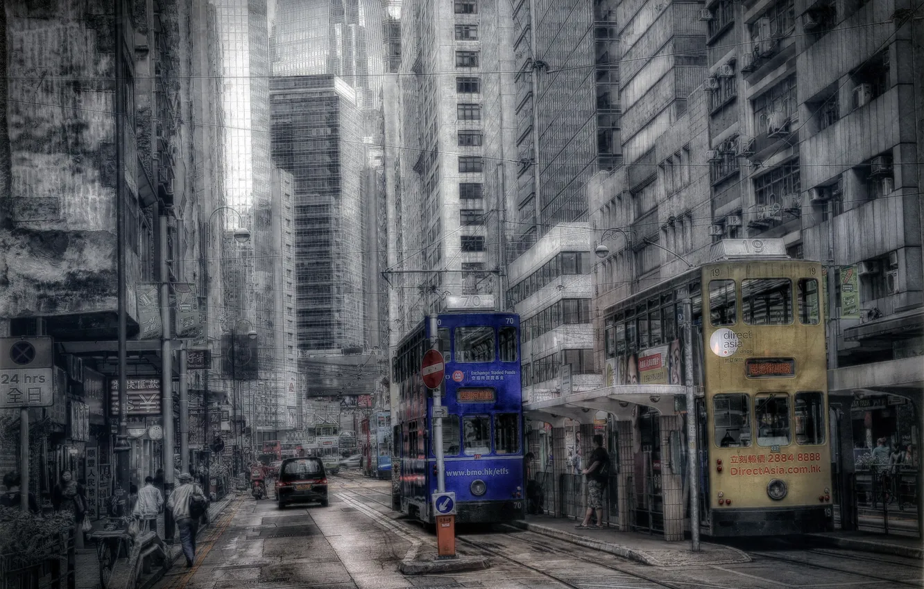 Фото обои город, улица, Hong Kong