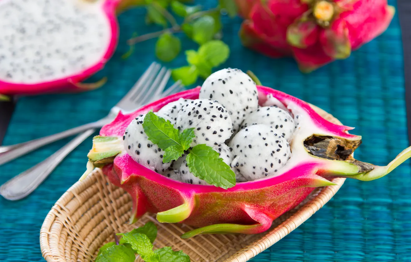 Фото обои десерт, Дракон фруктовый салат, Dragon fruit salad