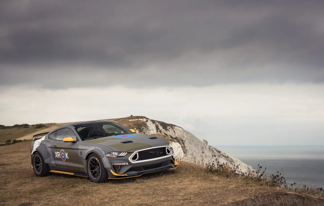Фото обои Ford, 2018, Mustang GT, Eagle Squadron, Белые скалы Дувра