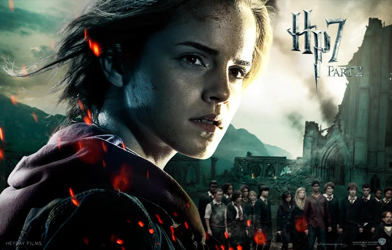 Фото обои Эмма Уотсон, Emma Watson, Hermione Granger, Harry Potter and the Deathly Hallows Part 2, Гарри …