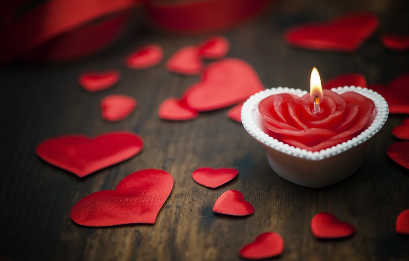 Фото обои любовь, сердце, свечи, сердечки, red, love, heart, wood