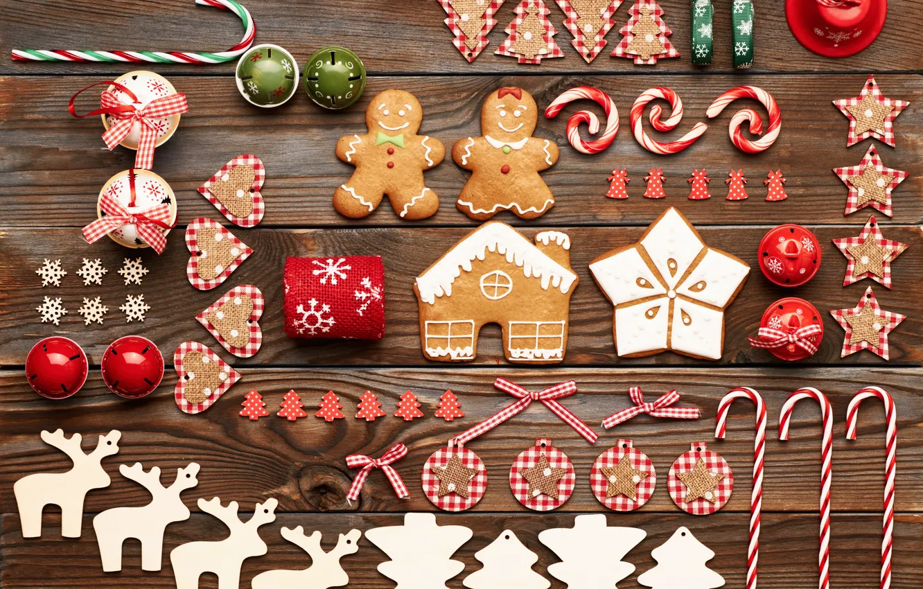 Фото обои merry christmas, cookies, decoration, gingerbread