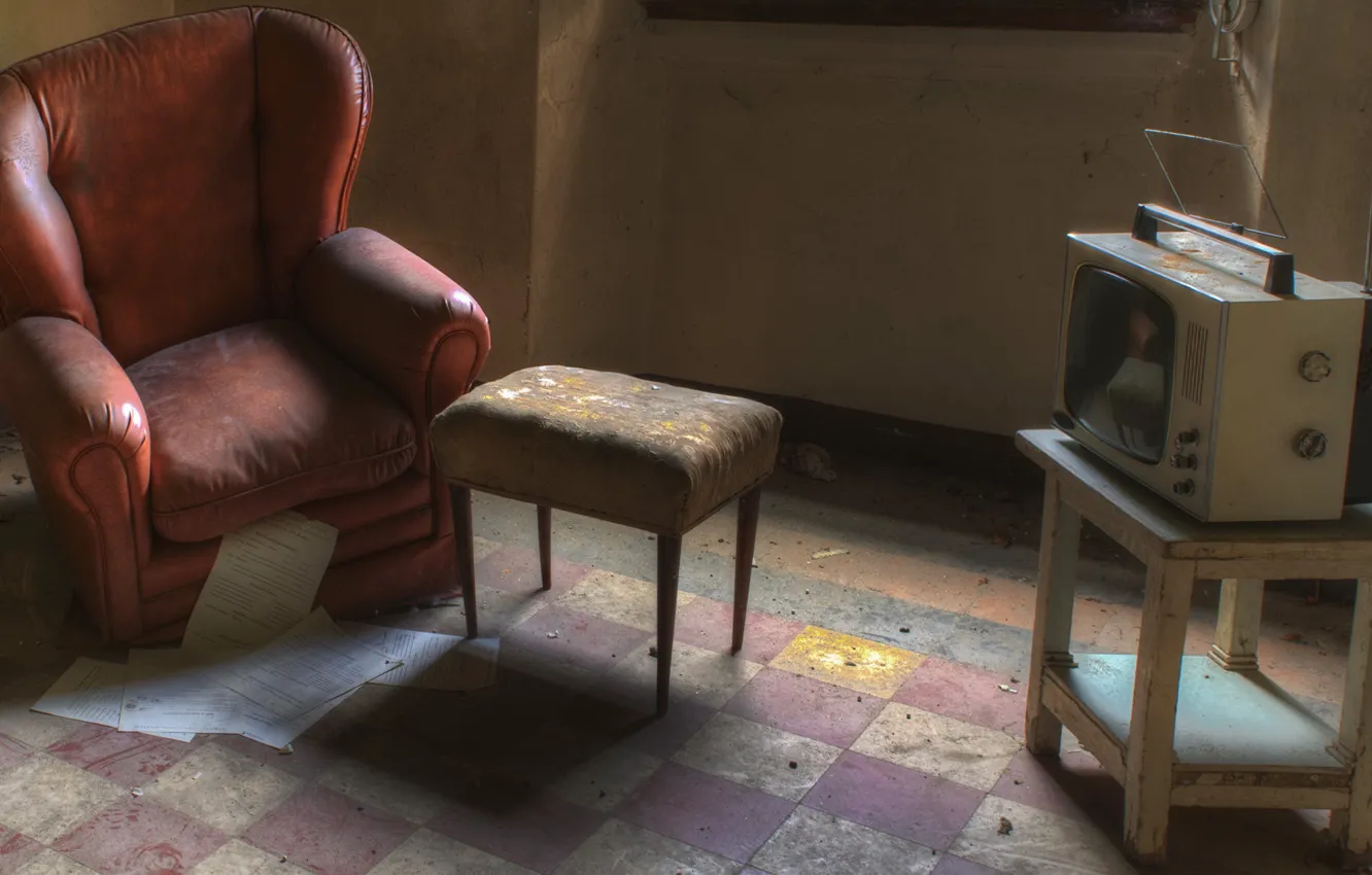 Фото обои кресло, телевизор, стул