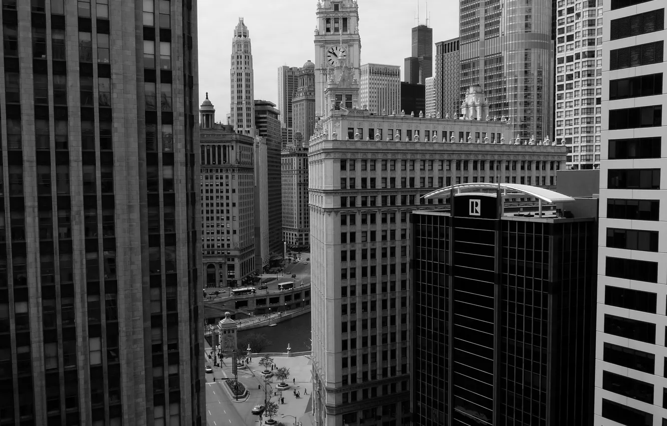 Фото обои город, высота, небоскребы, Чикаго, Иллиноис