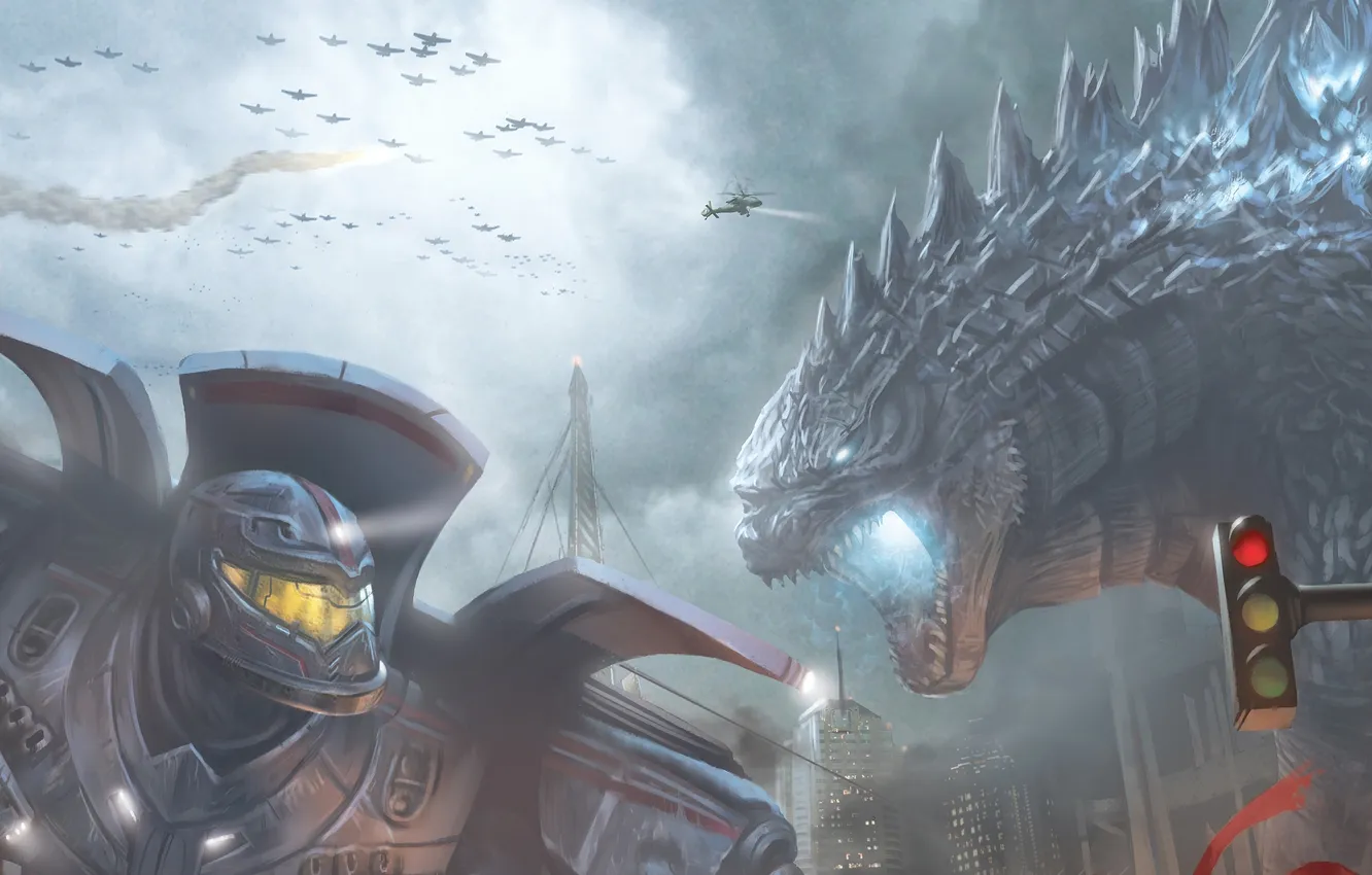 Фото обои robot, Godzilla, Pacific Rim, Gipsy Danger, Jaeger