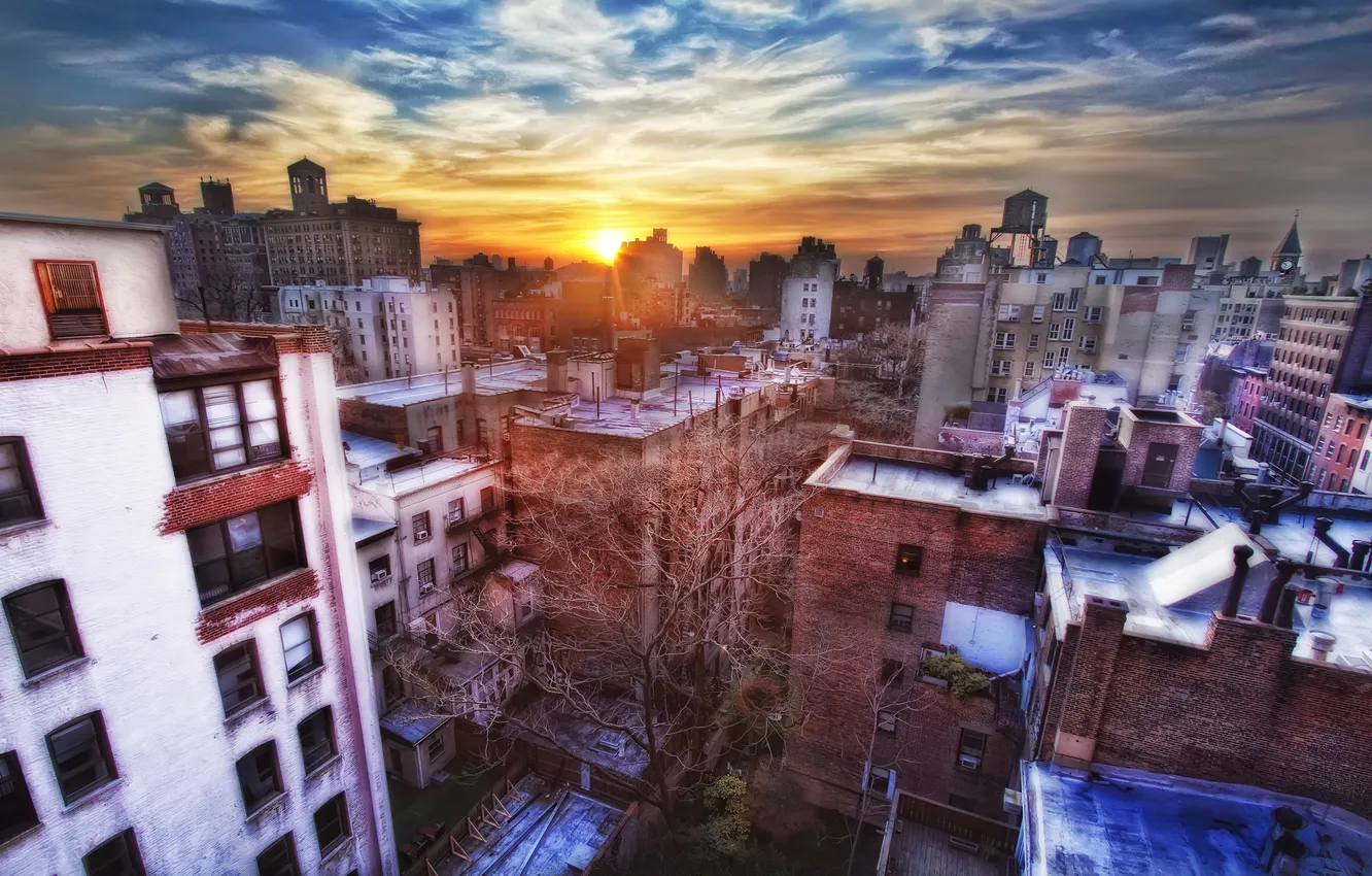 Фото обои закат, нью-йорк, sunset, new york, nyc, West Village