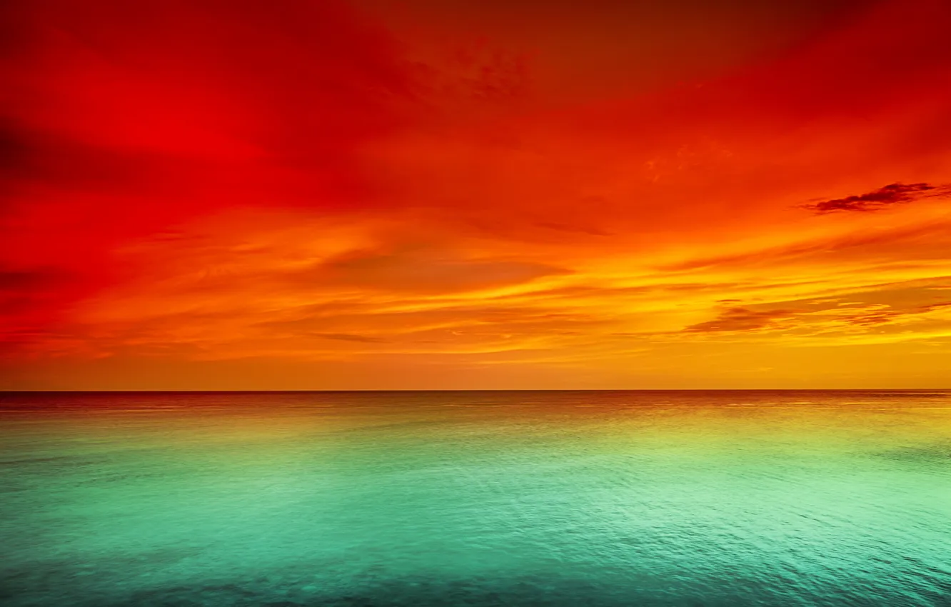 Фото обои море, небо, закат, sky, sea, landscape, nature, sunset