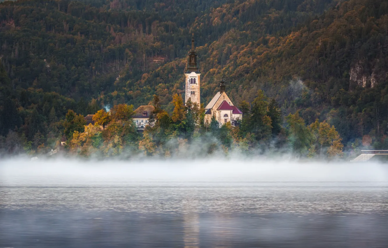Фото обои озеро, Словения, Блед