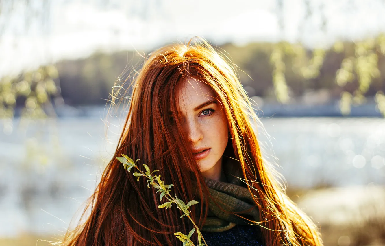 Фото обои взгляд, девушка, модель, веснушки, рыжая, рыжеволосая, Tatyana Filatyeva