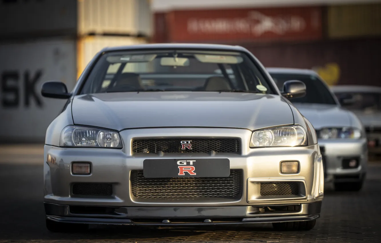 Фото обои Nissan, GT-R, Skyline, front, R34, BNR34, Nissan Skyline GT-R