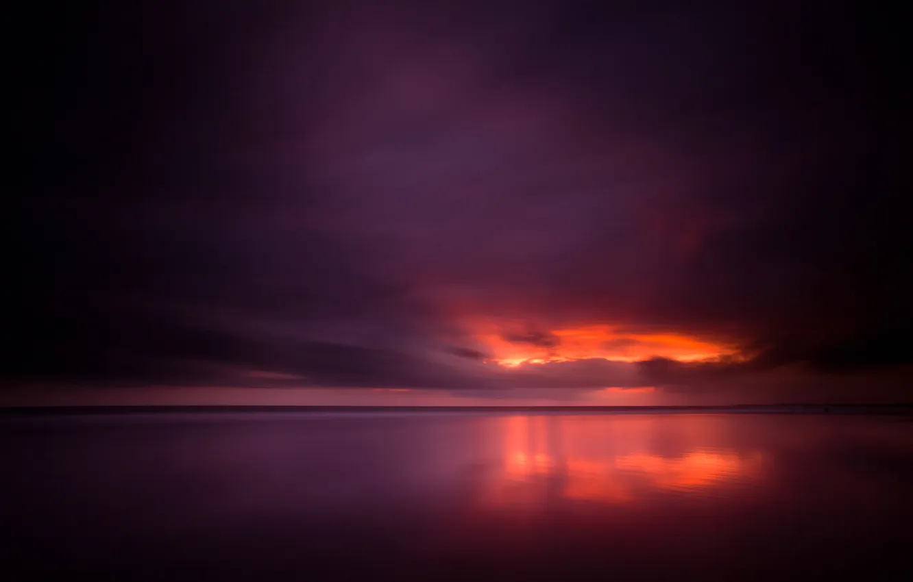 Фото обои море, закат, горизонт