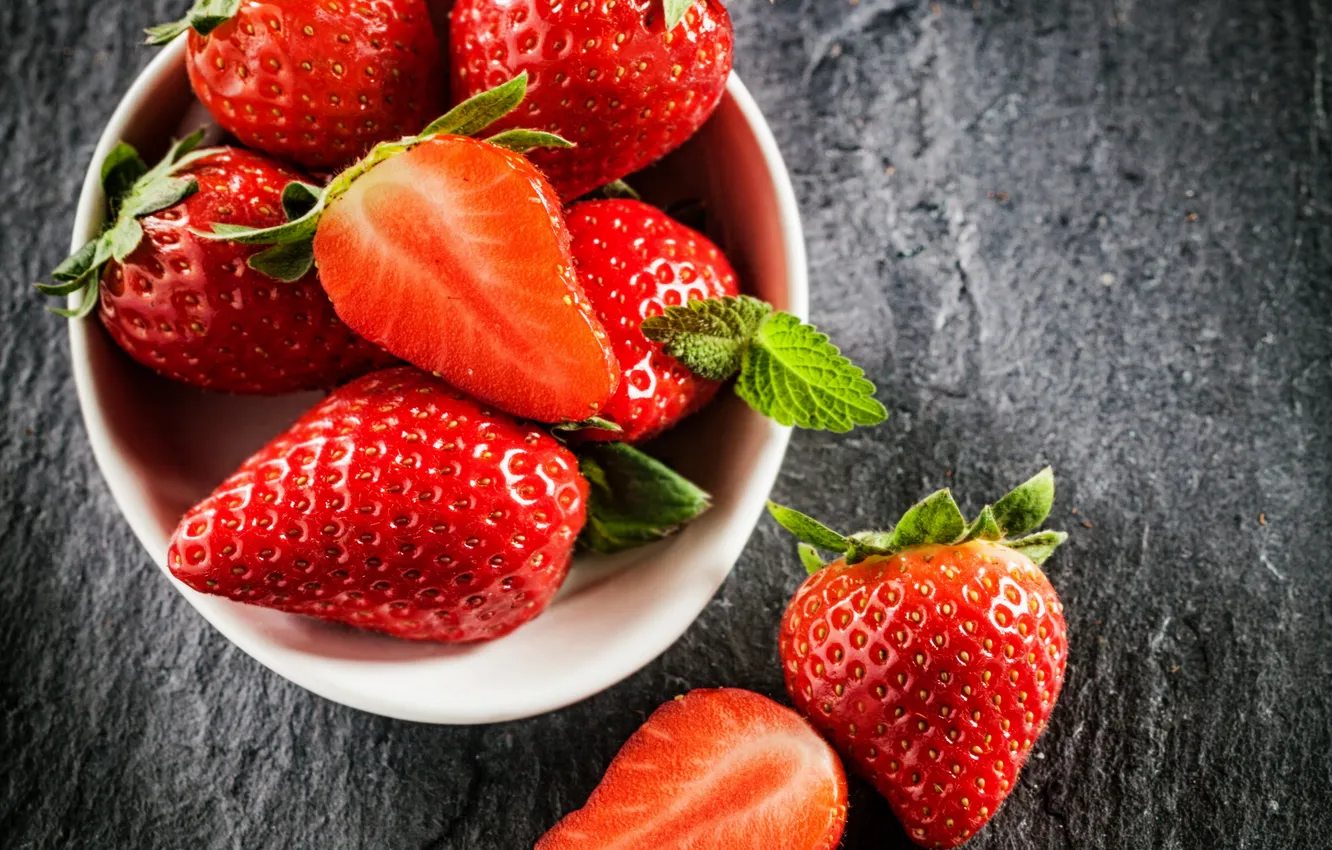 Фото обои ягоды, клубника, миска, fresh, strawberry, berries