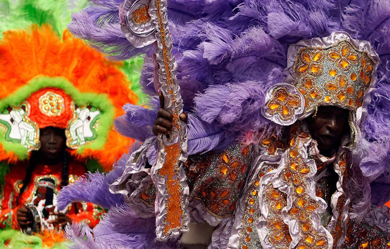 Фото обои США, карнавал, Новый Орлеан, Mardi Gras Indians