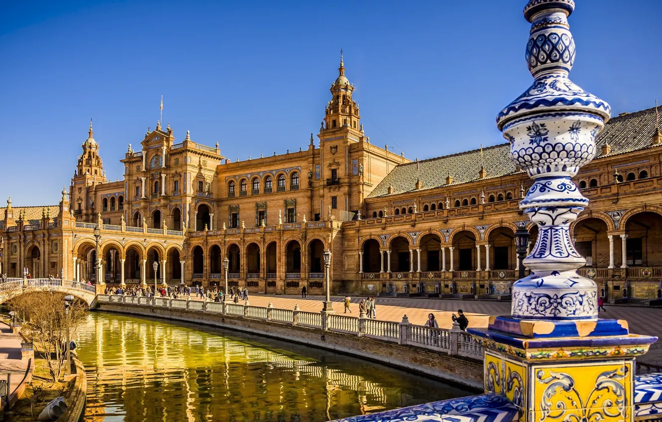 Фото обои город, Испания, Севилья, Plaza de España de Sevilla