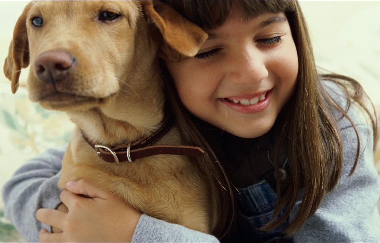 Фото обои girl, dog, friends, Two