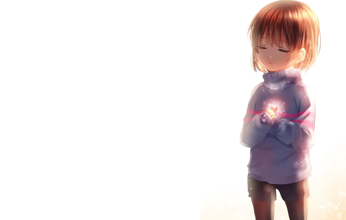 Фото обои девушка, аниме, арт, сердечко, sasucchi95, undertale, frisk