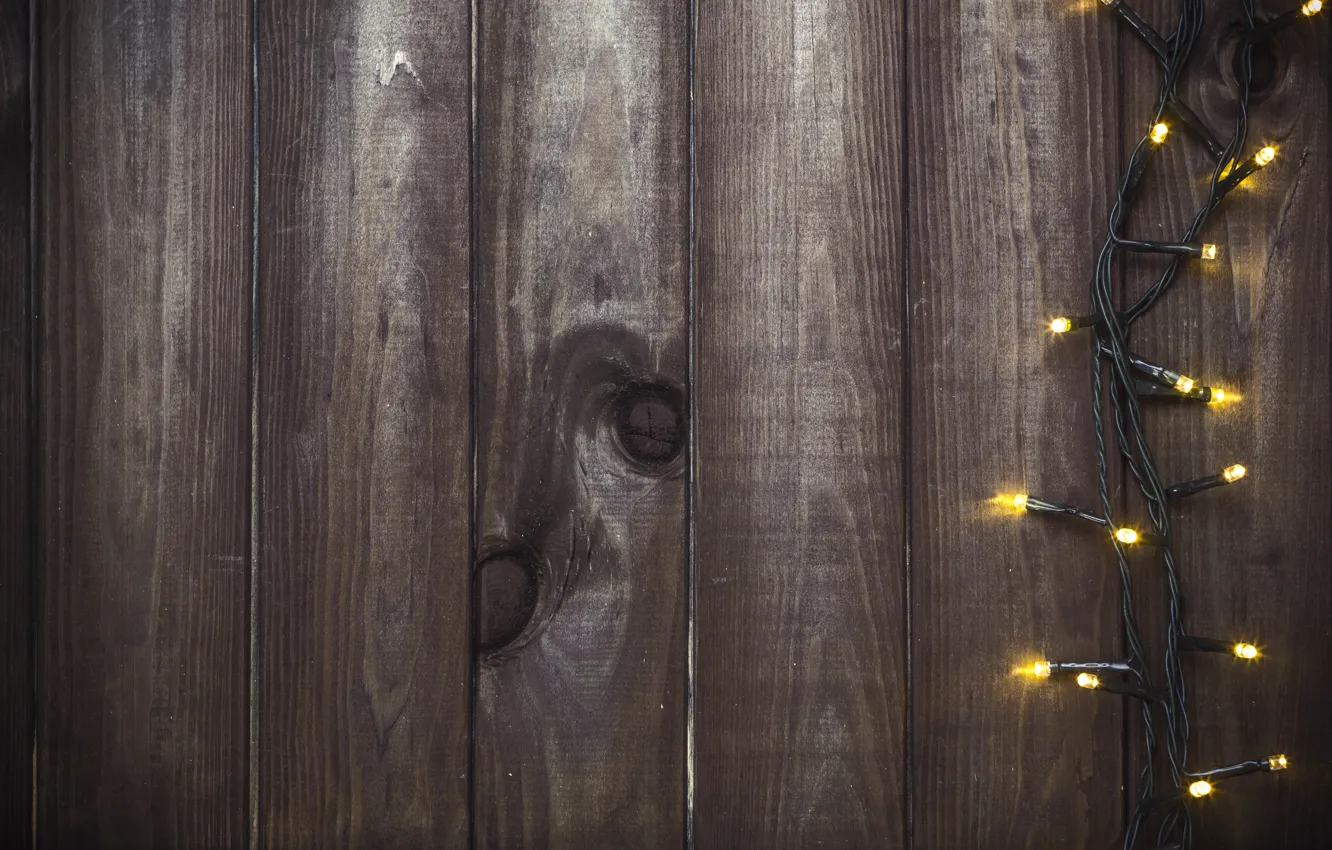 Фото обои фон, дерево, Новый Год, Рождество, гирлянда, Christmas, wood, background
