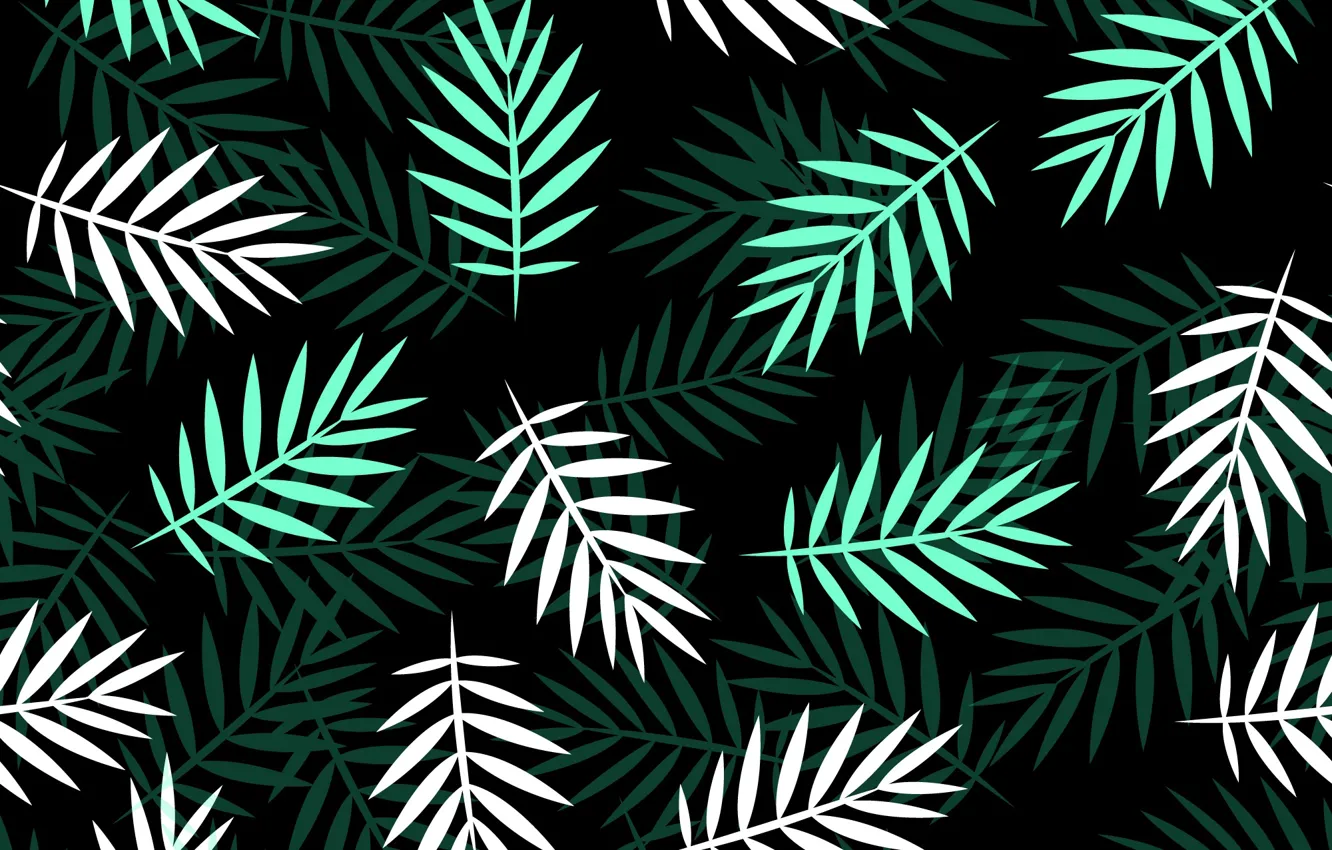 Фото обои green, текстура, white, pattern, leaves