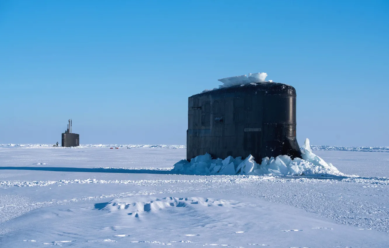 Фото обои холод, лед, арктика, подводные лодки