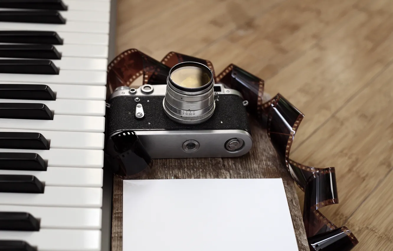 Фото обои ретро, фотоаппарат, фортепиано, style, retro, camera, old, piano
