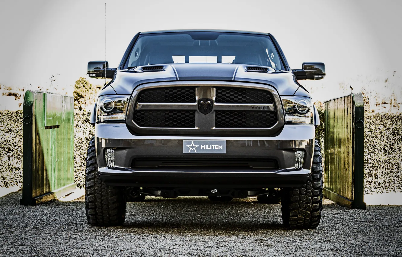 Фото обои Dodge, вид спереди, пикап, Ram, 2017, 1500 RX Crew Cab, Militem