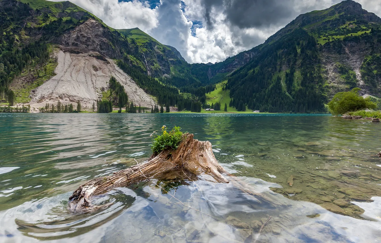Фото обои горы, озеро, Austria, Tannheimer Tal, Vilsalpsee