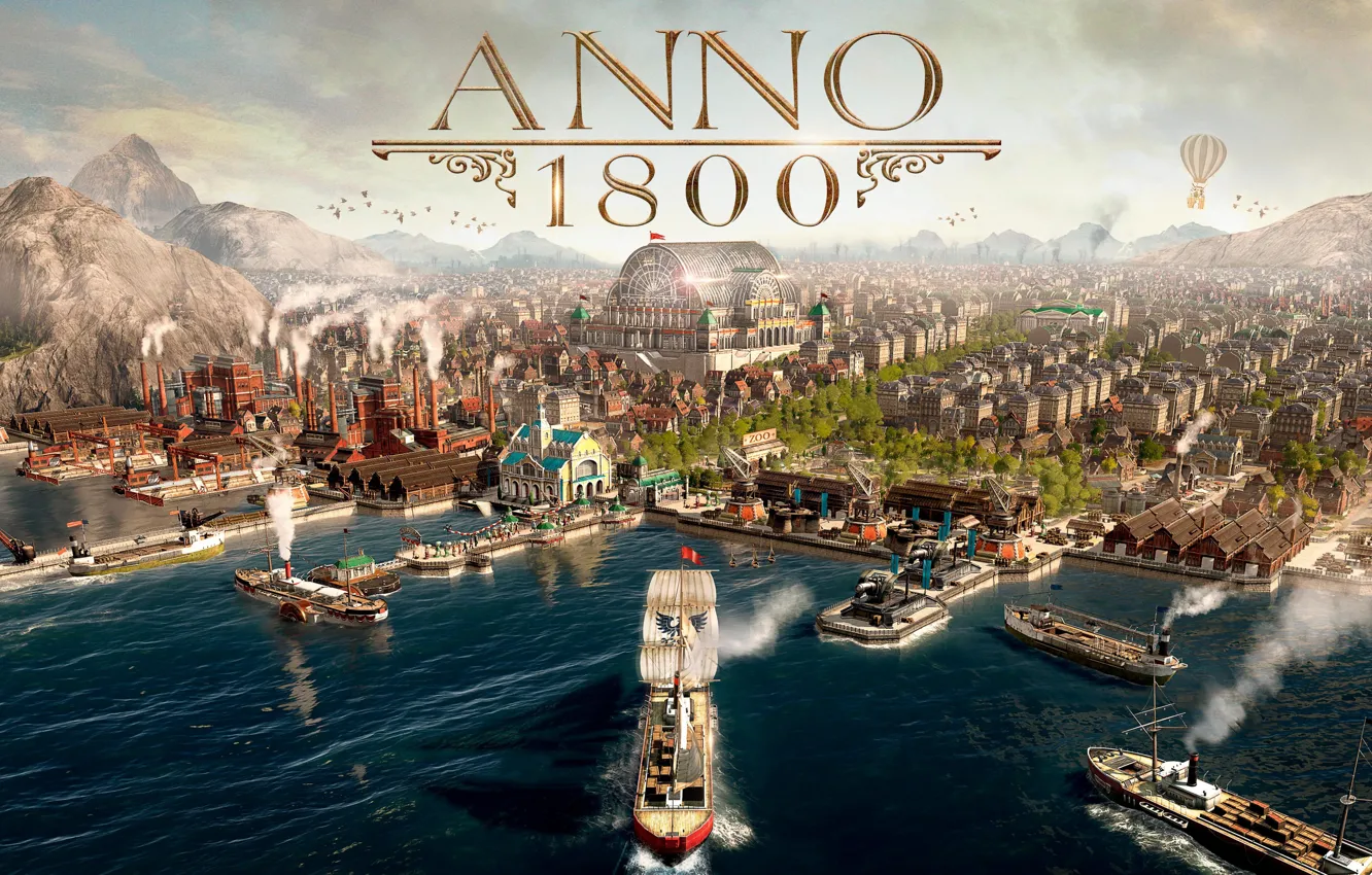 Фото обои море, город, корабли, симулятор, Gamescom 2018, Анно 1800, Anno 1800