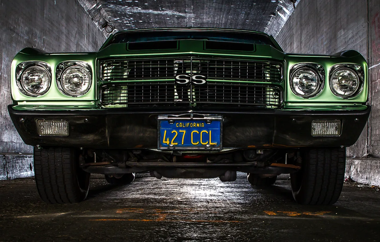 Фото обои ретро, Chevrolet, классика, передок, Chevelle