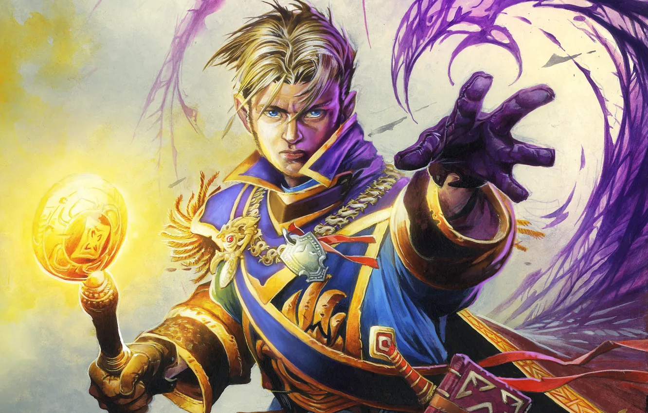 Фото обои парень, блондин, жрец, Hearthstone, Ринн, Андуин, Anduin Wrynn