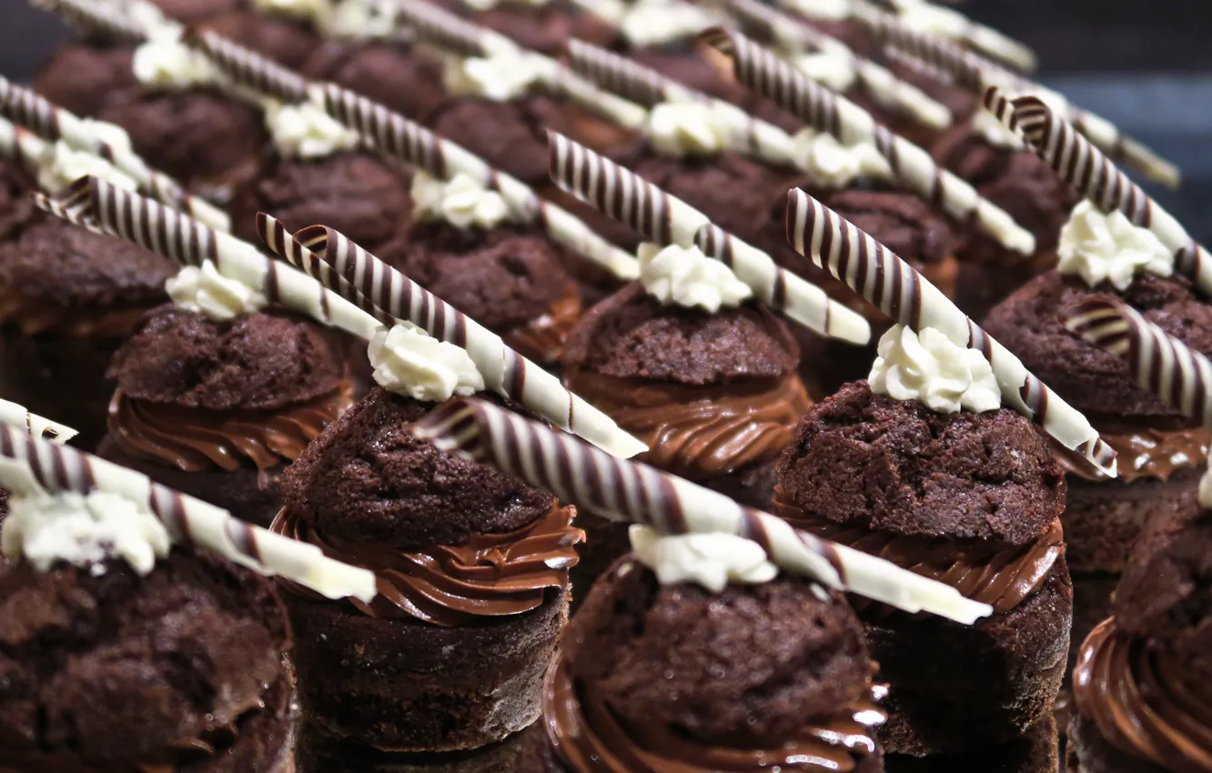 Фото обои шоколад, пирожное, крем, десерт, выпечка, кексы