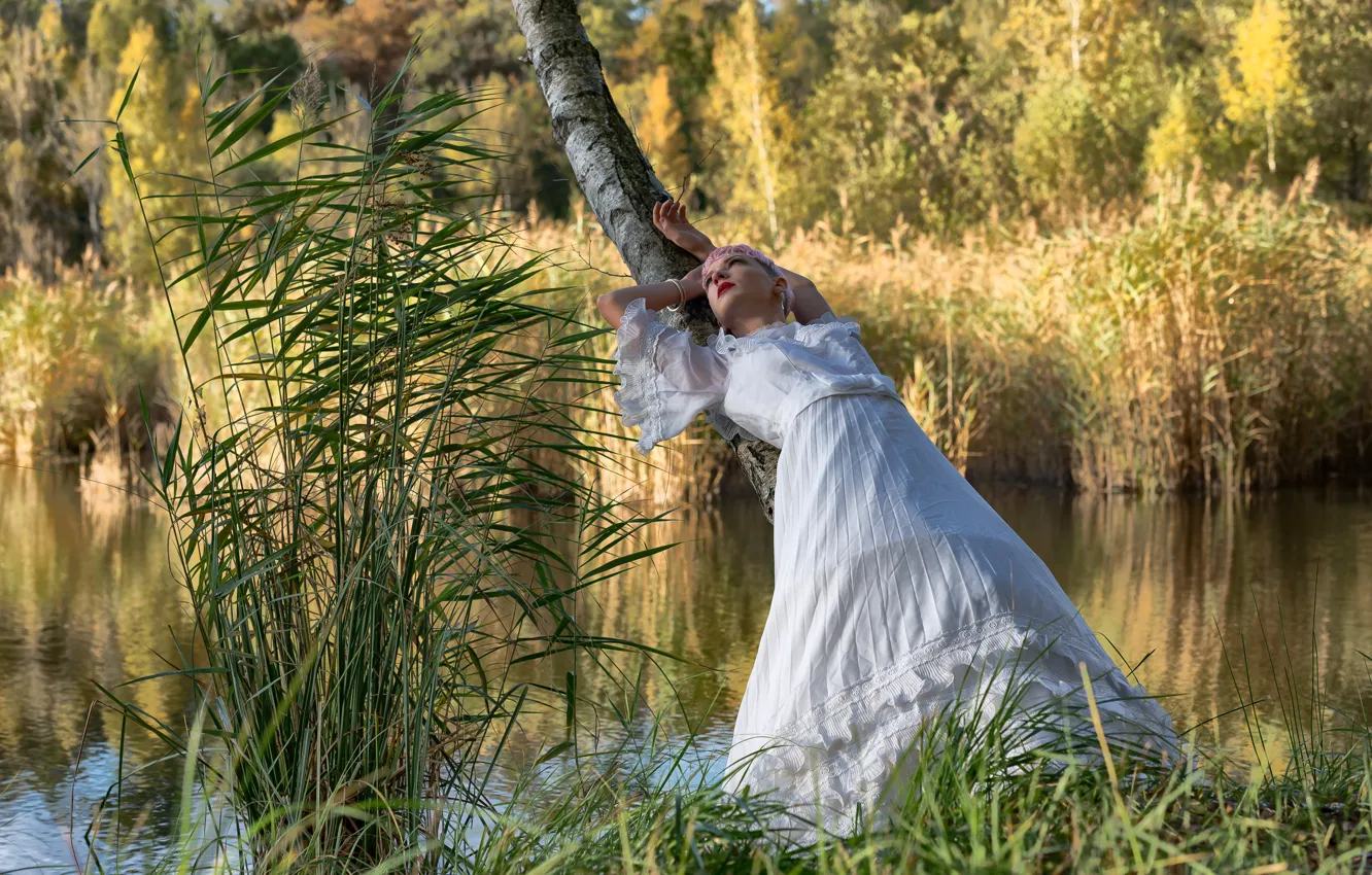 Фото обои лето, девушка, озеро