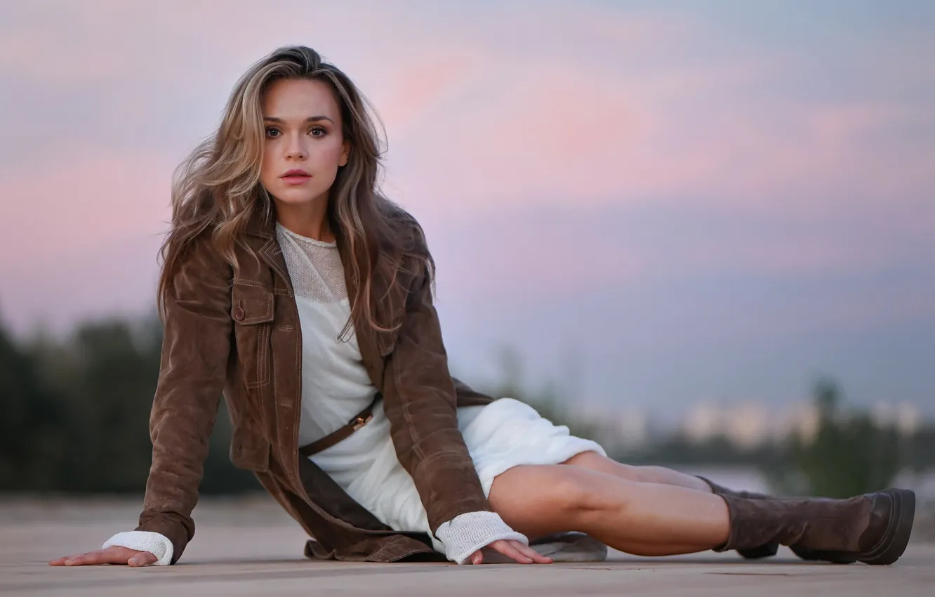 Фото обои девушка, милая, модель, Обои, шатенка, красивая, Куртка, Sexy