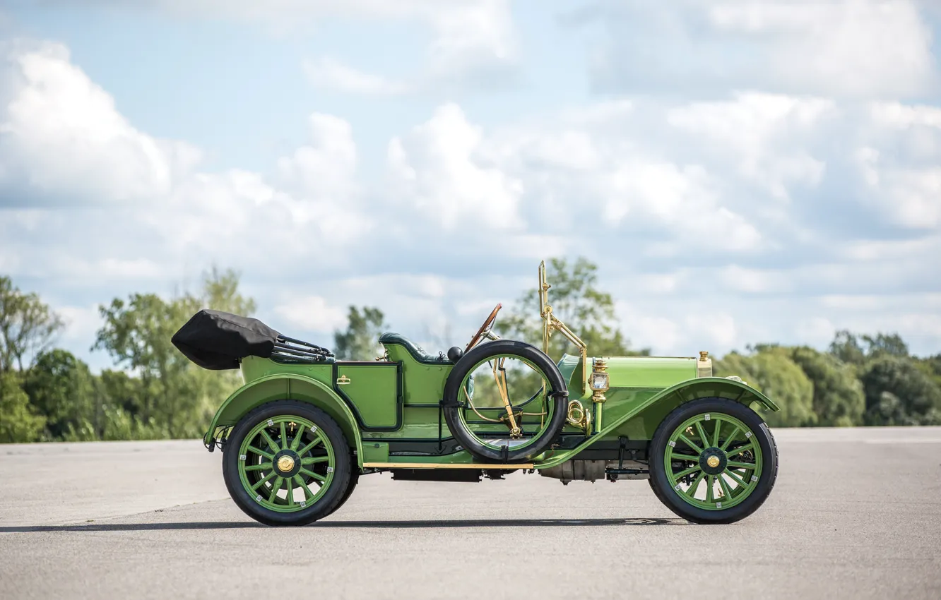 Фото обои Ретро, Автомобиль, 1911, Pony, Thirty, Салатовый, Tonneau, Chalmers