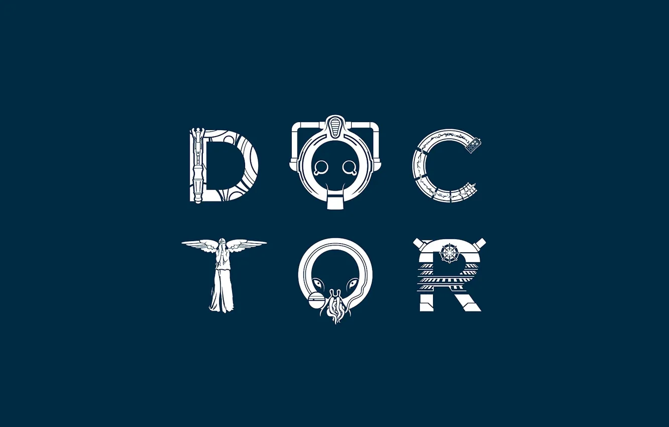 Фото обои надпись, Doctor Who, синий фон, Доктор Кто