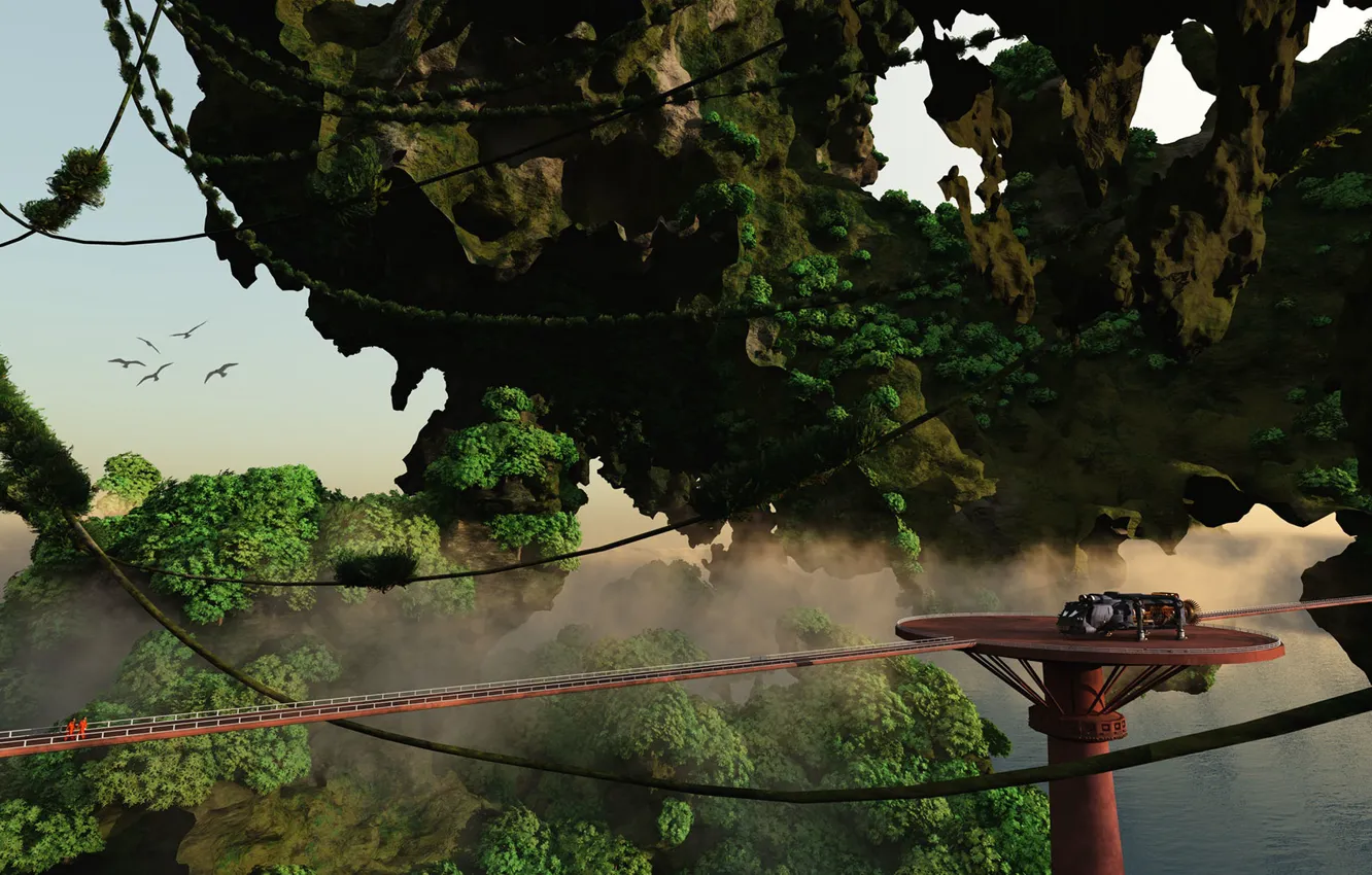 Фото обои сооружение, объект, платформа, Forrest on the planet Sherwood, avatar terrain