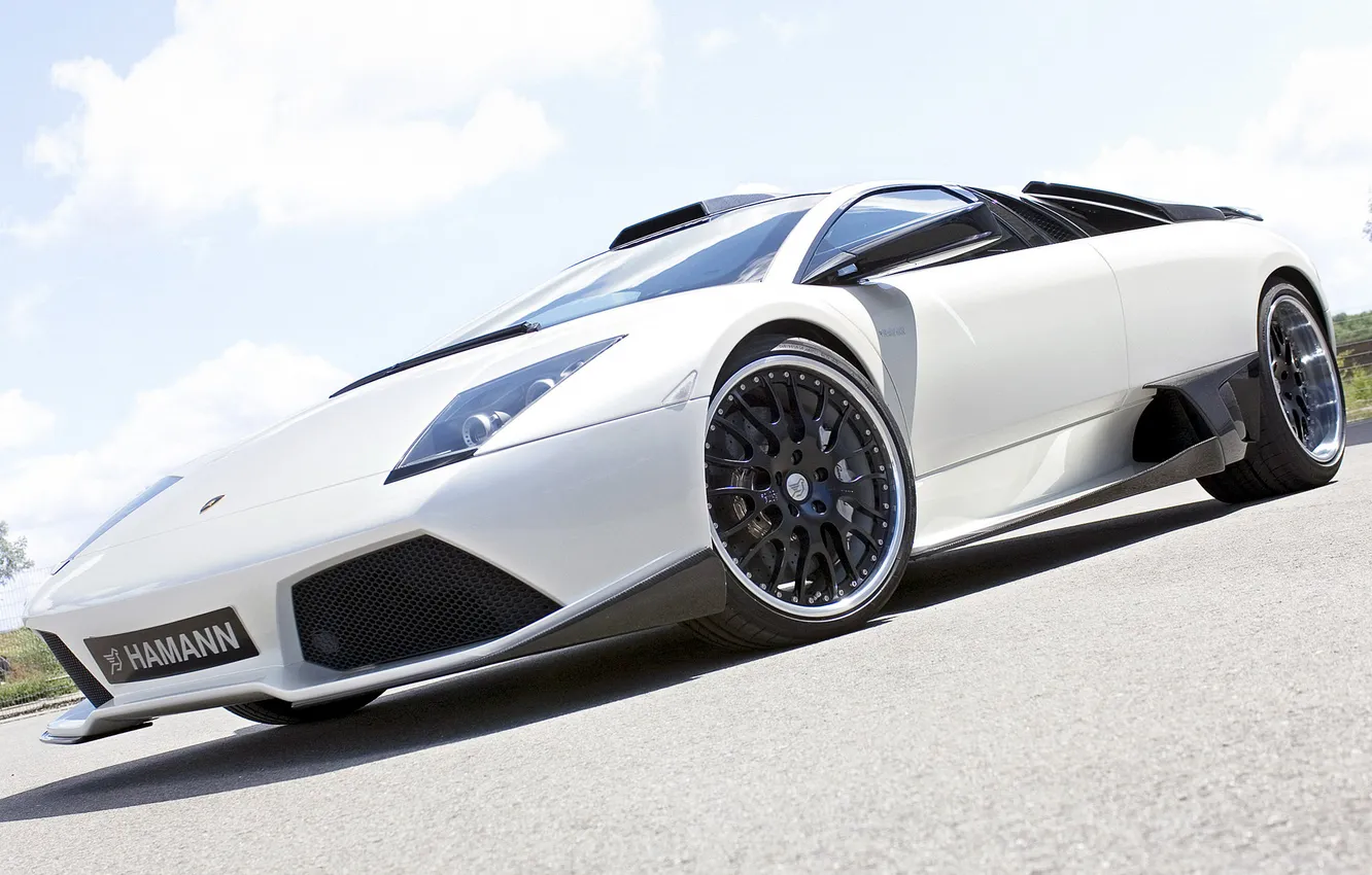 Фото обои авто, белый, Lamborghini, суперкар, Hamann, ракурс, Murcielago, LP640