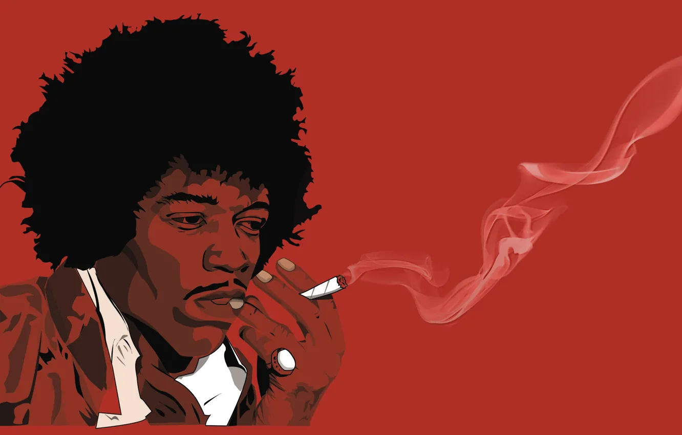 Фото обои Гитарист, Jimi Hendrix, Черно-Красный