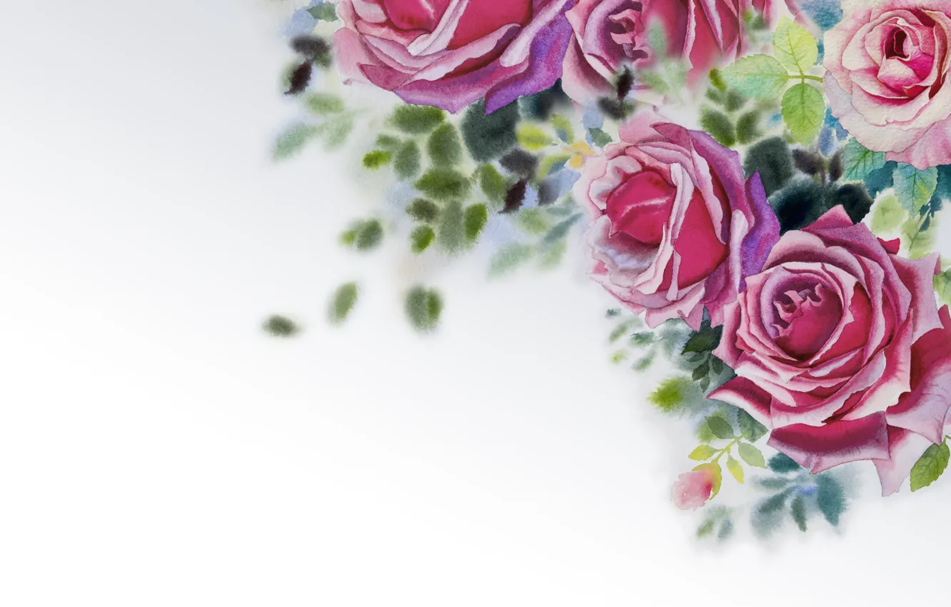 Фото обои цветы, розы, картина
