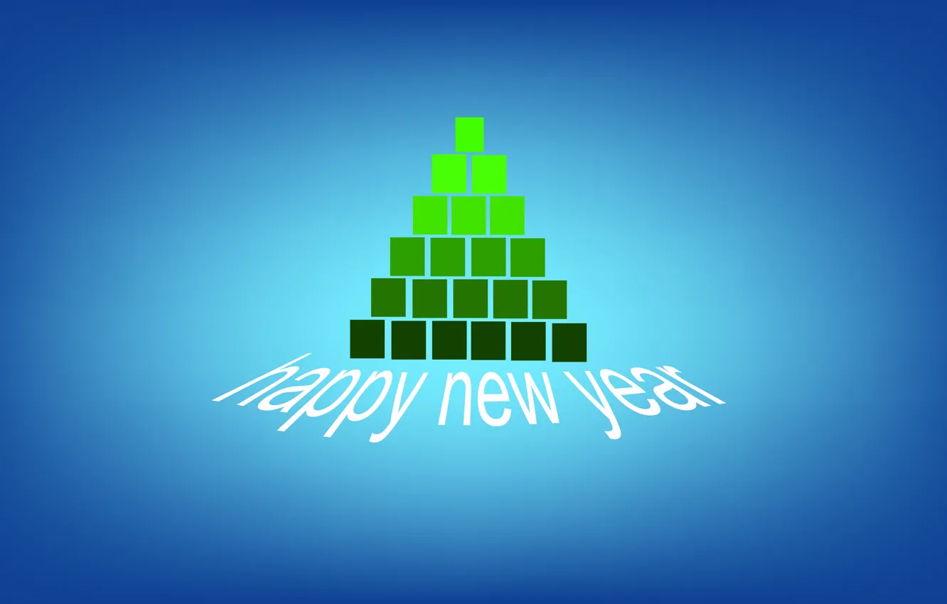 Фото обои синий, зеленый, кубики, елка, минимализм, с новым годом