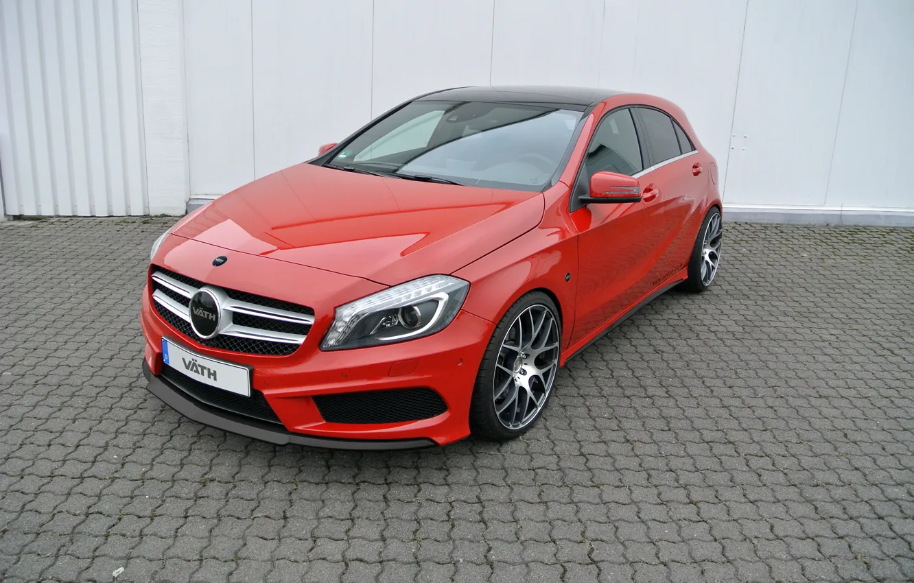Фото обои Mercedes-Benz, Mercedes, Red, Front, W176, A-Class, VÄTH, V 25