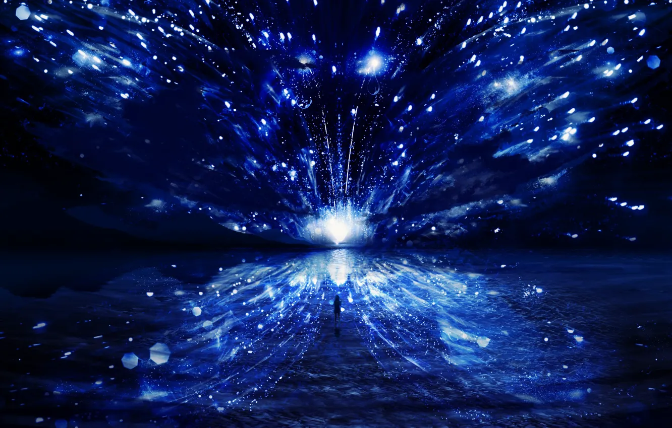 Фото обои вода, девушка, ночь, арт, фэнетзи, Y_Y