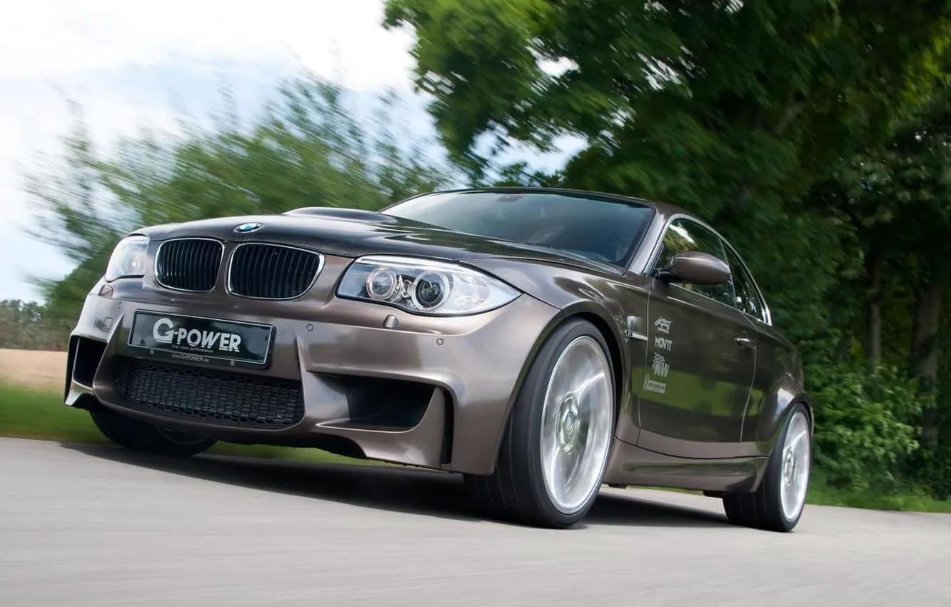 Фото обои дорога, деревья, скорость, BMW, g-power-g1-v8