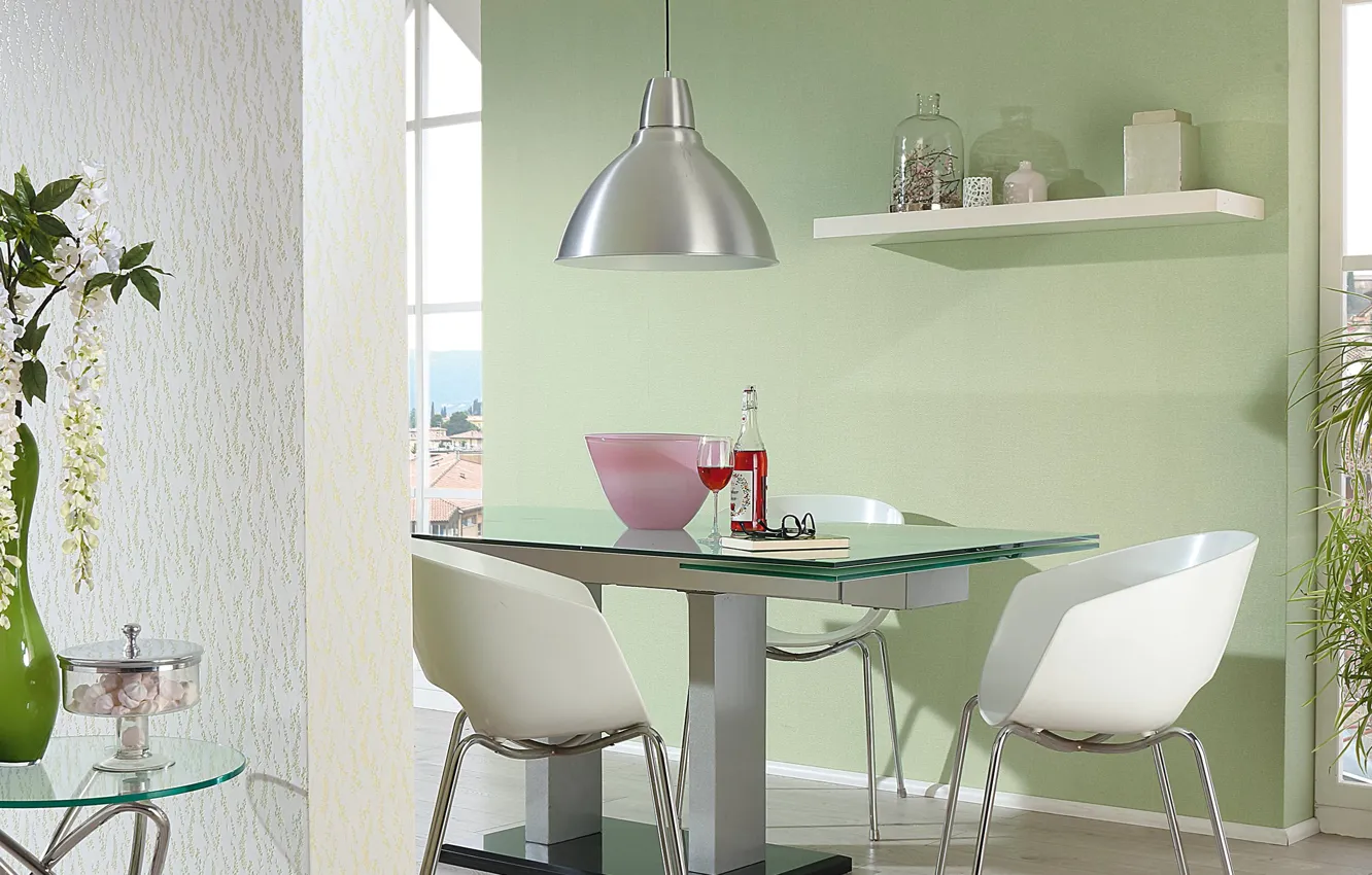 Фото обои интерьер, стул, столик, столовая