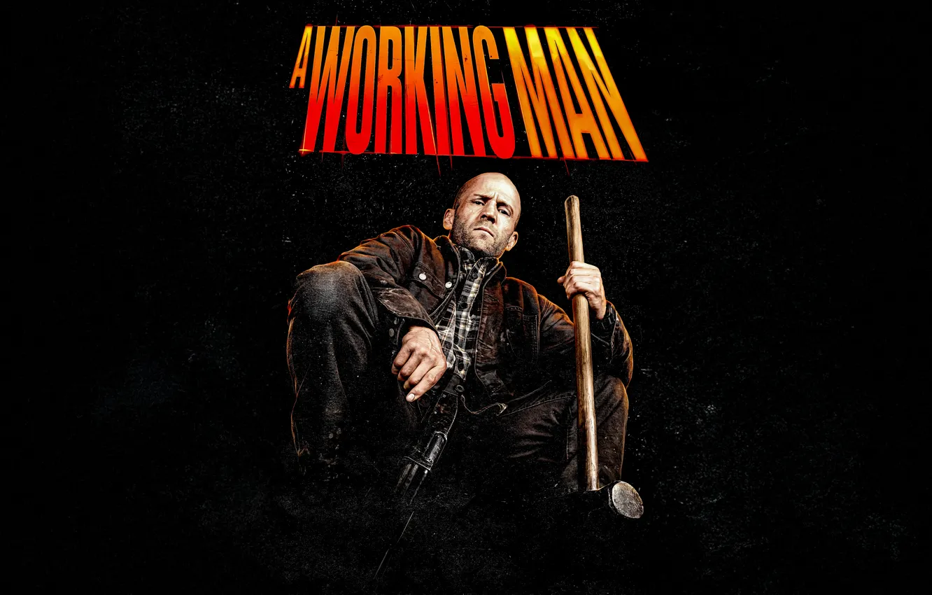 Фото обои Мастер, черный фон, боевик, постер, Jason Statham, Джейсон Стэйтем, A Working Man