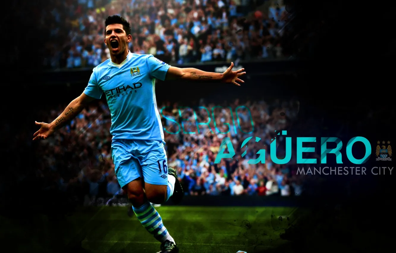 Фото обои футбол, Аргентина, football, forward, goal, Агуэро, Manchester City, Kun