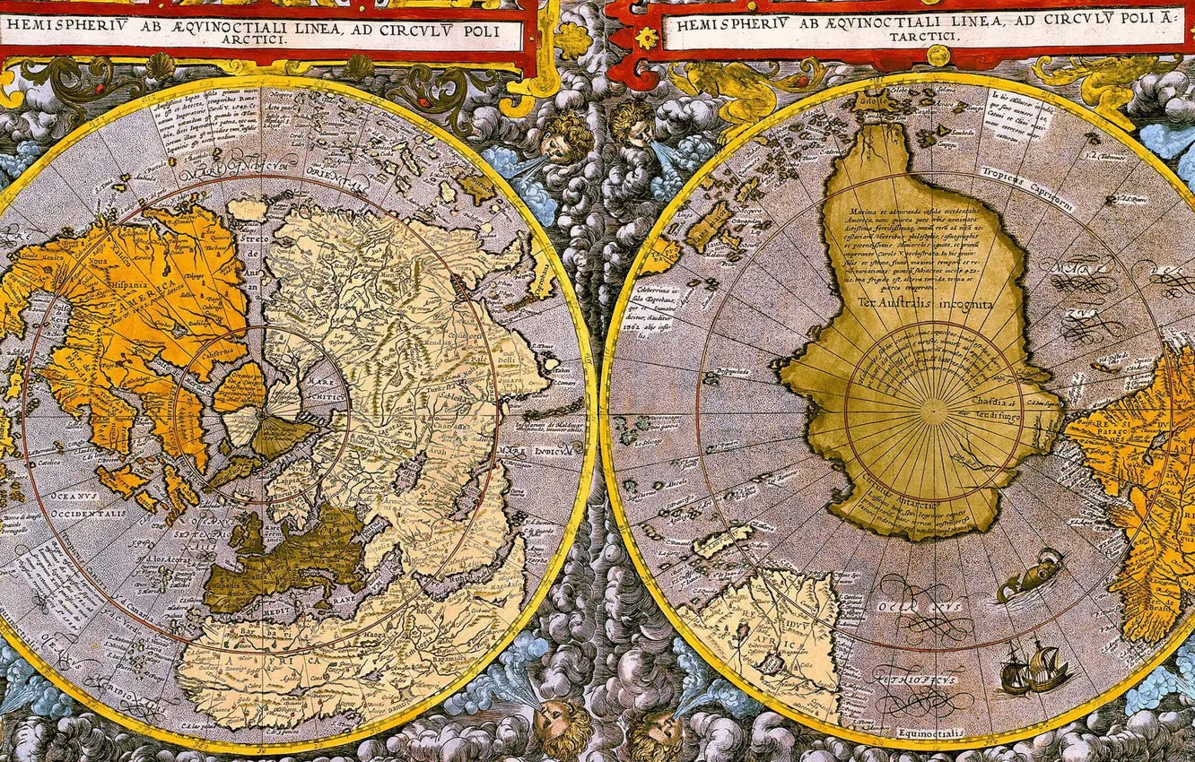 Фото обои ретро, земля, карта
